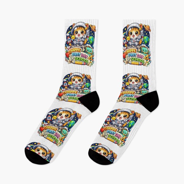 Item preview, Happy First Day of School Cute Cat Space Astronaut Teacher Boys Kids designed and sold by QuiteOrbit.