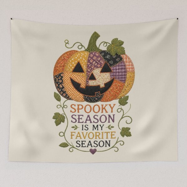 Item preview, Spooky Season Is My Favorite Season Patchwork Pumpkin Design designed and sold by Panom Suavichien.