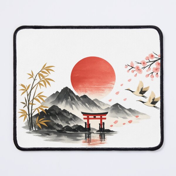Item preview, Minimalist Japanese Zen Rising Sun Torii Gate | Japanese Aesthetic Sticker designed and sold by Trendykunnu.