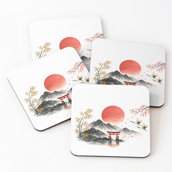 Item preview, Minimalist Japanese Zen Rising Sun Torii Gate | Japanese Aesthetic Sticker designed and sold by Trendykunnu.