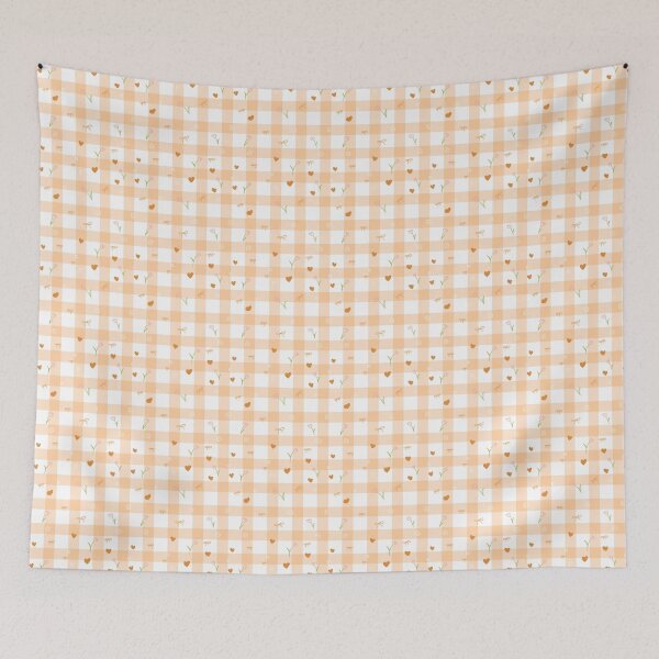 Item preview, Peach Gingham Floral Pattern | Cute Cottage Picnic Seamless Design designed and sold by littlepiig.
