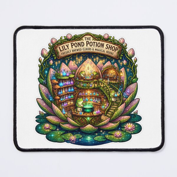 Item preview, Lily Pond Potion Shop | Frog Apothecary | Whimsical Fantasy Potion Store | Cottagecore Magic | Cute Frog Witch | Enchanted Lotus Shop | Fantasy Frog Art designed and sold by MrDev.