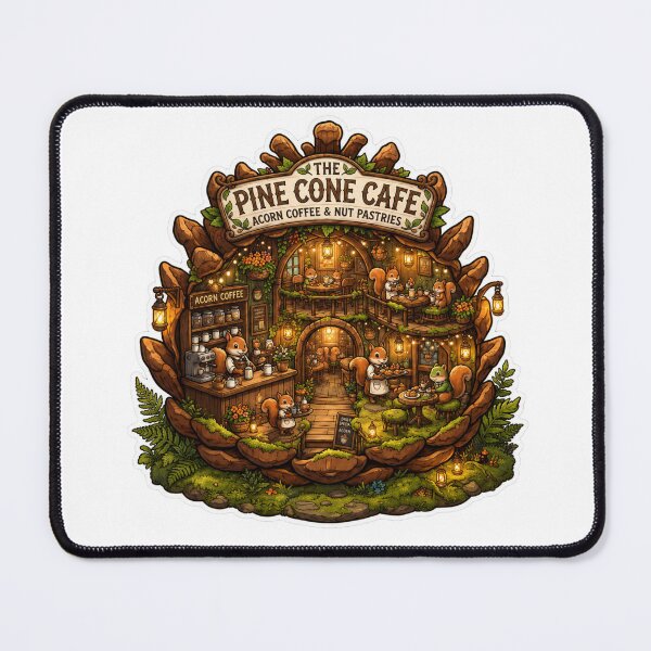 Item preview, Pine Cone Cafe | Cozy Woodland Coffee Shop | Cute Squirrel Café | Forest Cottagecore | Acorn Coffee House | Whimsical Animal Cafe | Woodland Fantasy Art designed and sold by MrDev.