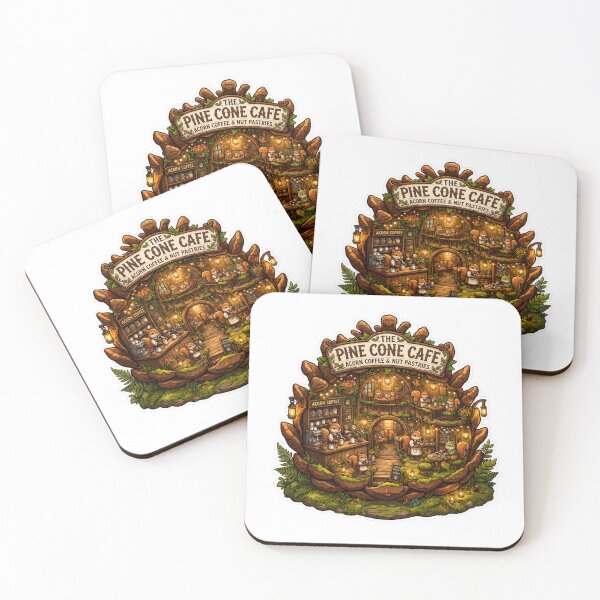 Item preview, Pine Cone Cafe | Cozy Woodland Coffee Shop | Cute Squirrel Café | Forest Cottagecore | Acorn Coffee House | Whimsical Animal Cafe | Woodland Fantasy Art designed and sold by MrDev.