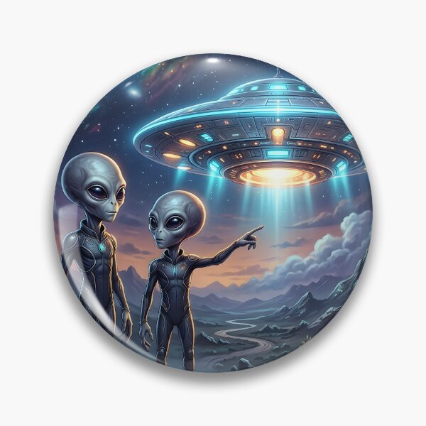 Item preview, 2 Grey Aliens and UFO designed and sold by roswellboutique.