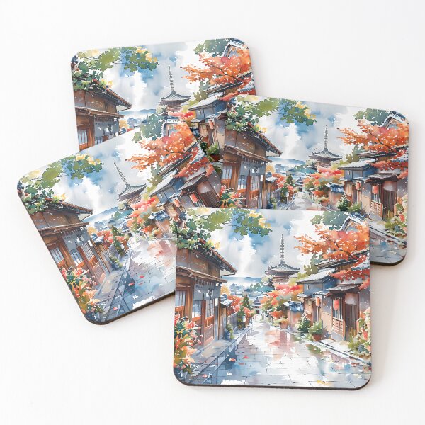 Item preview, Autumn Path Through Traditional Kyoto Streets designed and sold by Whimsical Wayfarer.