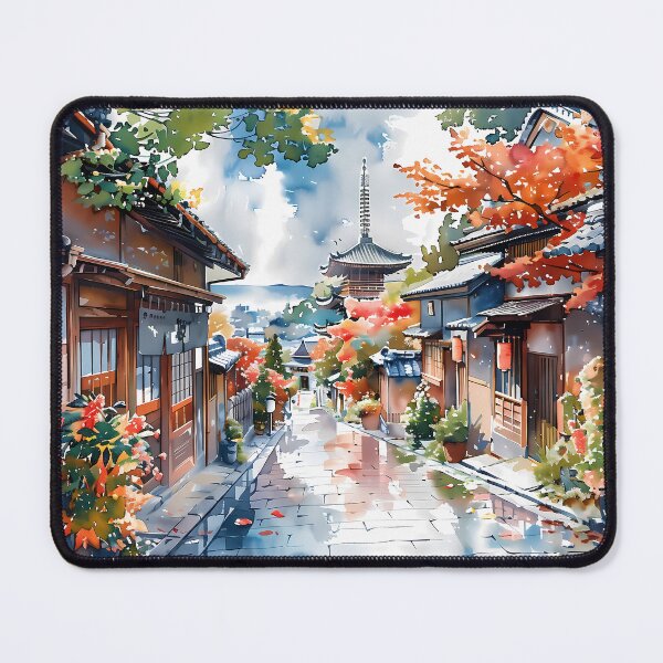 Item preview, Autumn Path Through Traditional Kyoto Streets designed and sold by Whimsical Wayfarer.