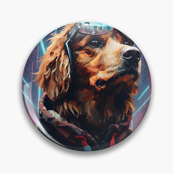 Item preview, Cyber Golden Retriever – Neon City Guardian | Futuristic Geometric Dog Art designed and sold by Atelier Nova.