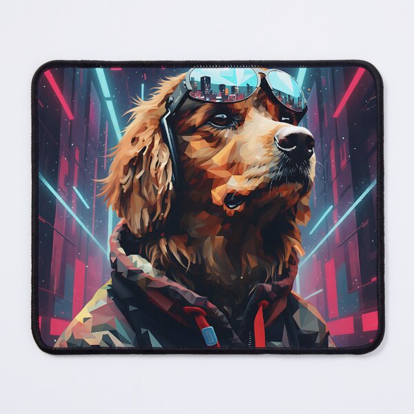 Item preview, Cyber Golden Retriever – Neon City Guardian | Futuristic Geometric Dog Art designed and sold by Atelier Nova.