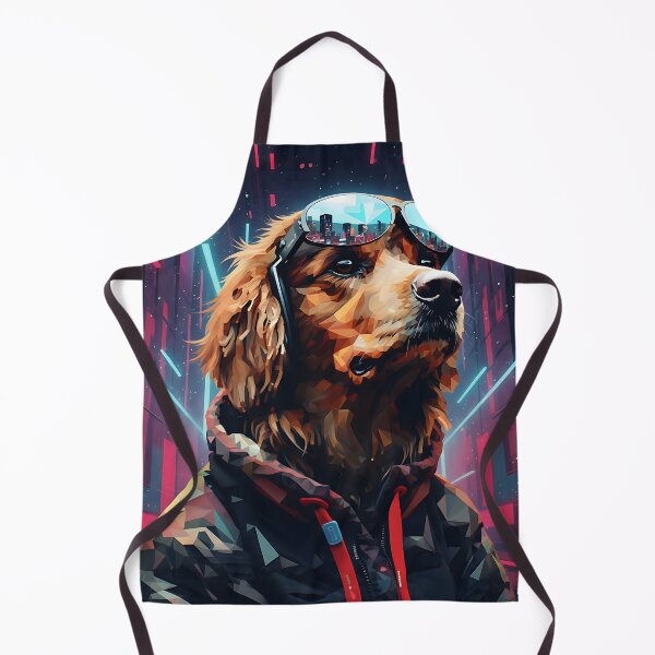 Item preview, Cyber Golden Retriever – Neon City Guardian | Futuristic Geometric Dog Art designed and sold by Atelier Nova.