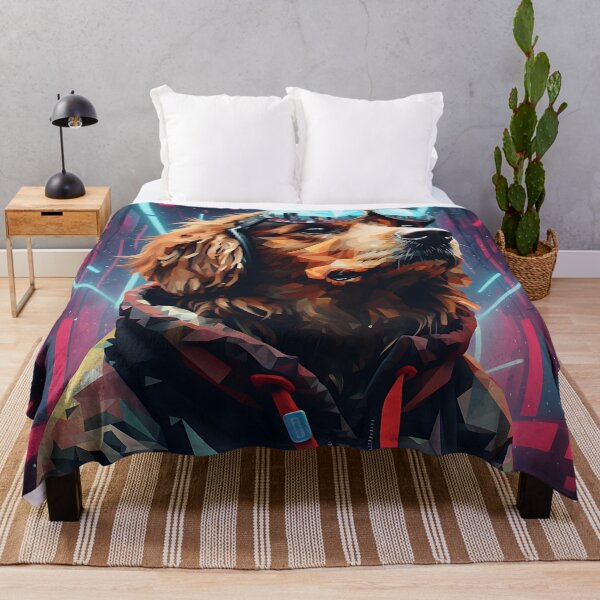 Item preview, Cyber Golden Retriever – Neon City Guardian | Futuristic Geometric Dog Art designed and sold by Atelier Nova.