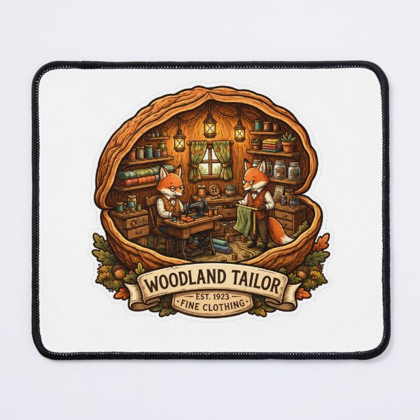 Item preview, Woodland Tailor | Fox Tailor Shop | Cozy Sewing Studio | Cottagecore Fox | Woodland Seamstress | Forest Workshop | Whimsical Animal Tailor designed and sold by MrDev.