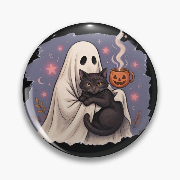 Item preview, Cute Ghost & Black Cat Spooky Season Halloween Cozy Autumn Gift designed and sold by Zizo-DR44.