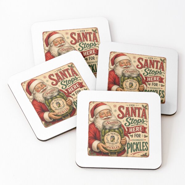 Item preview, Santa Stops Here for Personalised Pickles |   Funny Retro Pickle Sticker designed and sold by Imagine Ink Design Studio.