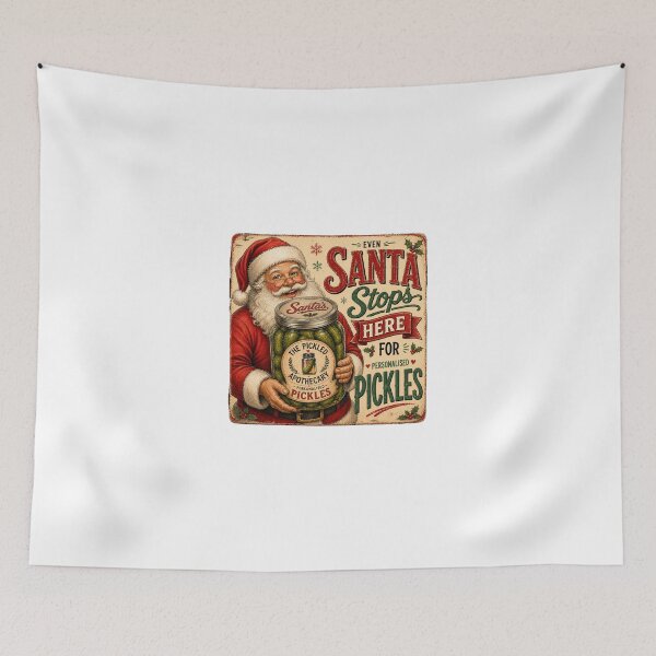 Item preview, Santa Stops Here for Personalised Pickles |   Funny Retro Pickle Sticker designed and sold by Imagine Ink Design Studio.