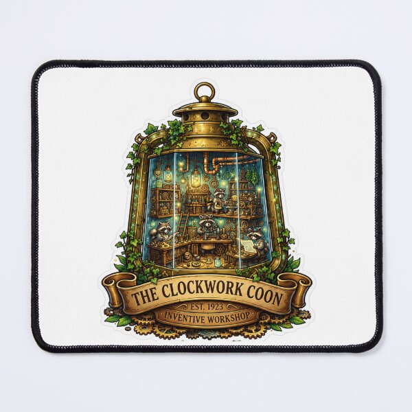 Item preview, The Clockwork Coon | Raccoon Inventor Workshop | Steampunk Woodland Art | Cozy Clockmaker Studio | Whimsical Forest Makers | Cottagecore Sticker designed and sold by MrDev.