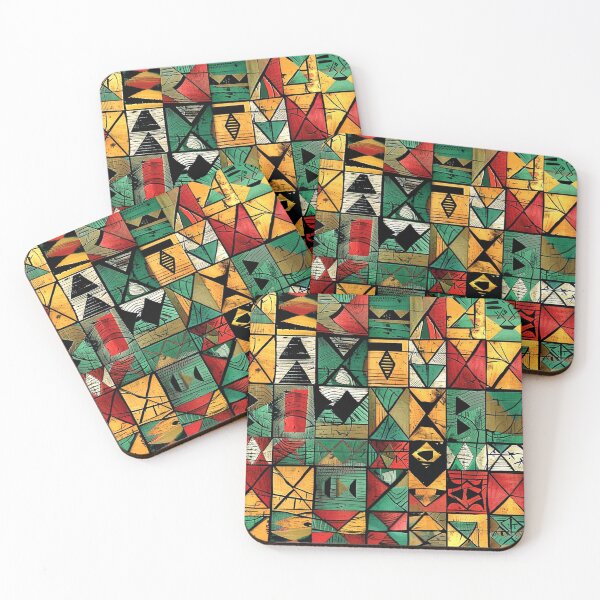 Item preview, African-Inspired Green, Yellow, And Red Vintage Geometric  designed and sold by DEC02.