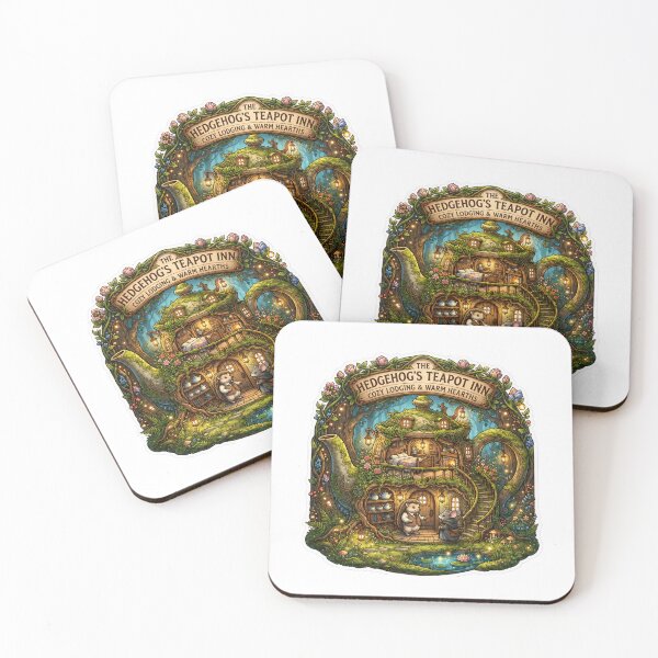 Item preview, The Hedgehog's Teapot Inn | Cozy Woodland Inn | Enchanted Forest Cottage | Cottagecore Hedgehog Art | Whimsical Animal Tavern | Fairy Forest Sticker designed and sold by MrDev.