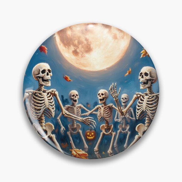 Item preview, Halloween Skeleton Dance Party Under Full Moon | Spooky Pumpkin Lanterns | Autumn Gothic Night designed and sold by cr6zym1nd.