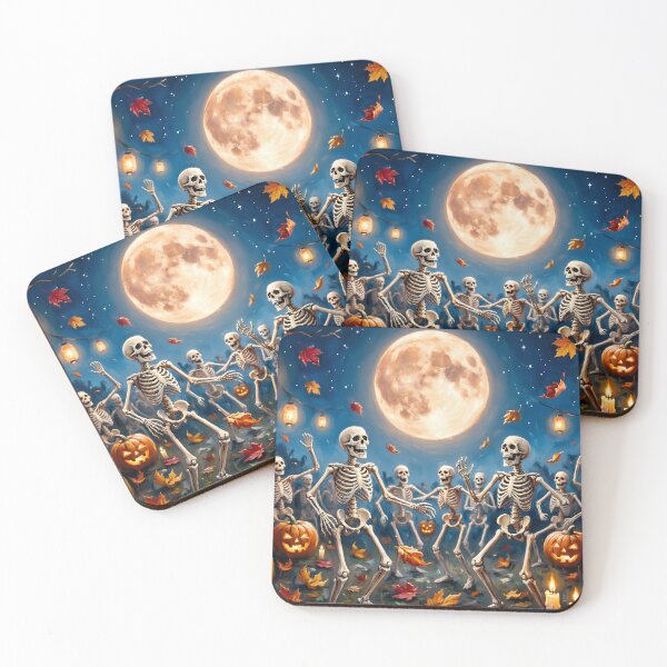 Item preview, Halloween Skeleton Dance Party Under Full Moon | Spooky Pumpkin Lanterns | Autumn Gothic Night designed and sold by cr6zym1nd.