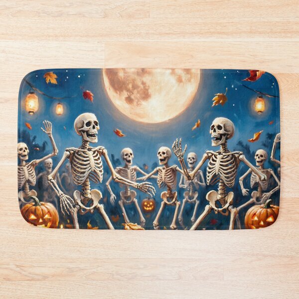 Item preview, Halloween Skeleton Dance Party Under Full Moon | Spooky Pumpkin Lanterns | Autumn Gothic Night designed and sold by cr6zym1nd.