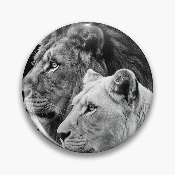 Item preview, Lion and Lioness Black White Portrait designed and sold by ARTWORKPIXELS.