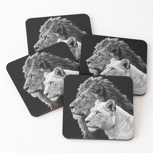 Item preview, Lion and Lioness Black White Portrait designed and sold by ARTWORKPIXELS.