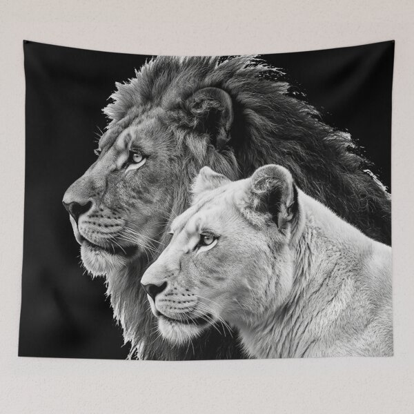 Item preview, Lion and Lioness Black White Portrait designed and sold by ARTWORKPIXELS.