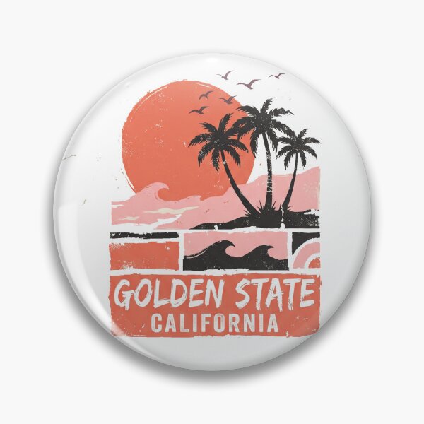 Item preview, Vintage Golden State California Coastal Sunset and Palm Trees Emblem designed and sold by misbahsiro.