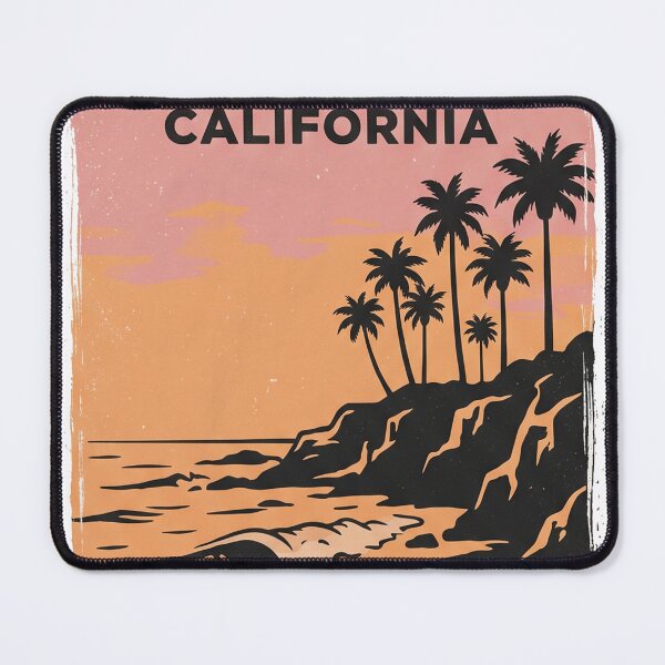 Item preview, Retro Malibu California Coastal Sunset and Cliffside Palm Trees Poster designed and sold by misbahsiro.