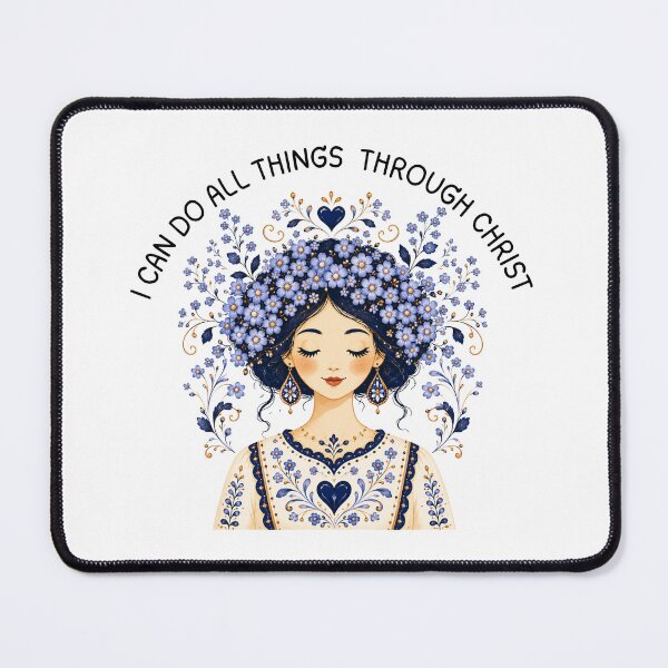 Item preview, I Can Do All Things Through Christ Bible Quote Affirmations Scandinavian Folk Art Style designed and sold by ThePinkProject.