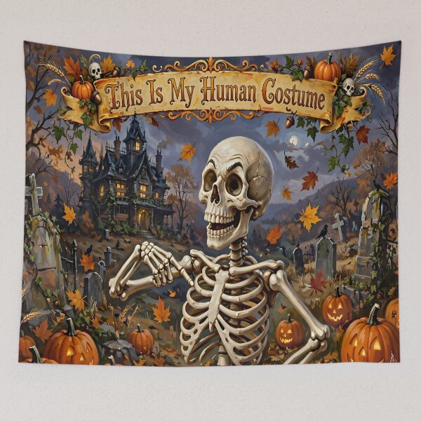 Item preview, This Is My Human Costume Funny Skeleton Halloween | Haunted House Autumn Gothic Humor designed and sold by cr6zym1nd.