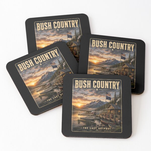Item preview, Bush Country: The Last Outpost | Vintage Floatplane & Alaskan Cabin Poster designed and sold by Swanny's Custom T-shirt and Gift Designs.