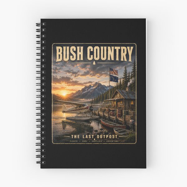 Item preview, Bush Country: The Last Outpost | Vintage Floatplane & Alaskan Cabin Poster designed and sold by Swanny's Custom T-shirt and Gift Designs.