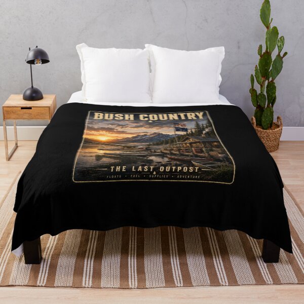 Item preview, Bush Country: The Last Outpost | Vintage Floatplane & Alaskan Cabin Poster designed and sold by Swanny's Custom T-shirt and Gift Designs.