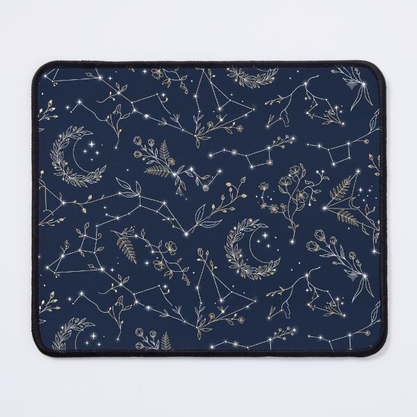 Item preview, Dark Navy Celestial Botanical Constellation Pattern designed and sold by Thai Vibe Studio.