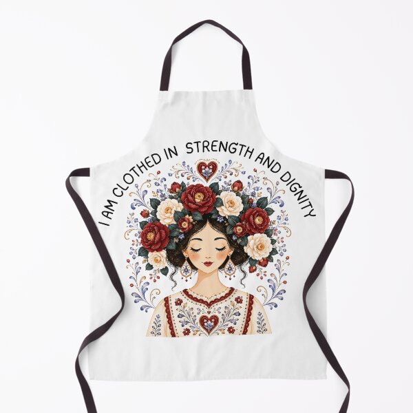 Item preview, I Am Clothed In Strength And Dignity Bible Verse Quote Faith Based Affirmations Scandinavian Folk Art Style designed and sold by ThePinkProject.