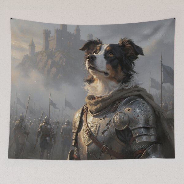 Item preview, Medieval Knight Dog Fantasy Castle Portrait, Noble Border Collie Warrior, Epic Canine Armor, Dark Fantasy Kingdom Art designed and sold by cr6zym1nd.