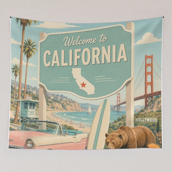 Item preview, Welcome to California Retro Travel Poster  designed and sold by LuluLeb.
