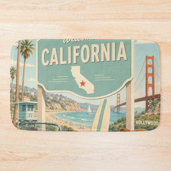 Item preview, Welcome to California Retro Travel Poster  designed and sold by LuluLeb.