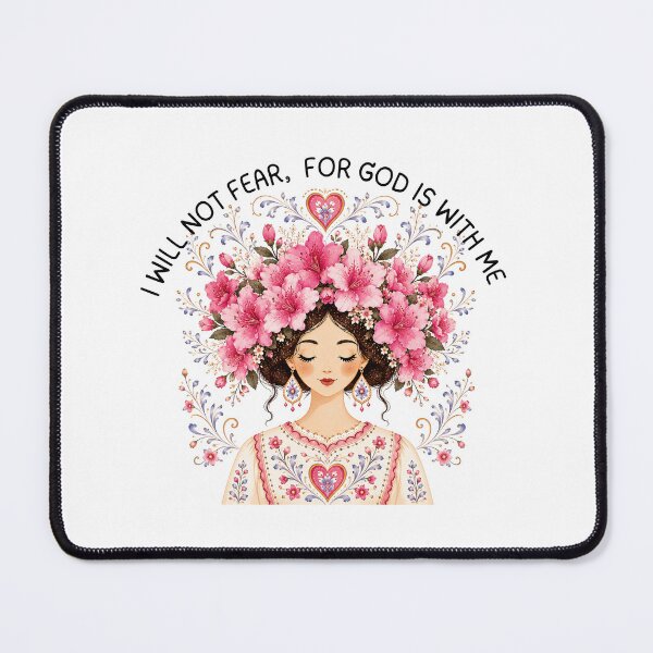 Item preview, I Will Not Fear, For God Is With Me Bible Verse Affirmations Faith-Based Quotes Floral Scandinavian Folk Art Style designed and sold by ThePinkProject.