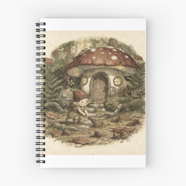 Item preview, Acorn-Cap Sprite Sweeping a Toadstool Doorstep Storybook Art designed and sold by PictorialWhimsy.