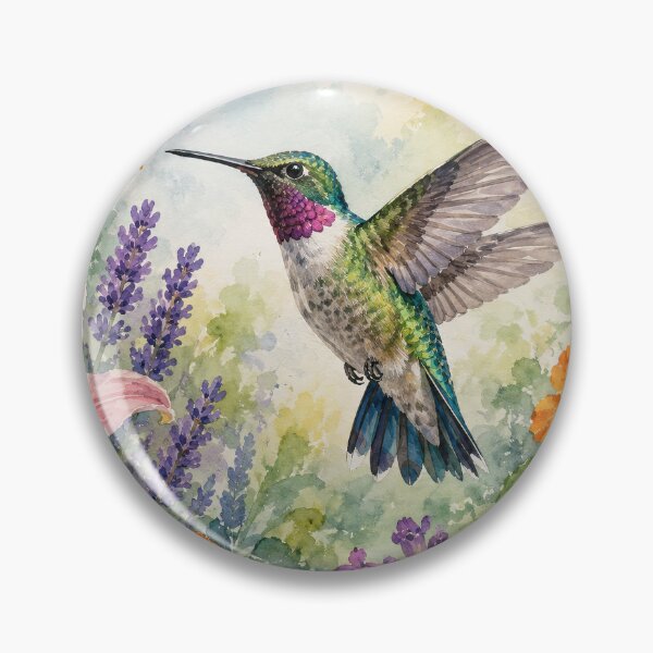 Item preview, Colorful Garden Hummingbird Watercolor Painting designed and sold by Diego Re.