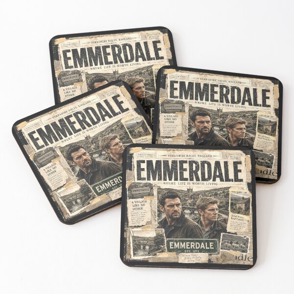 Item preview, Emmerdale Vintage Newspaper Collage British TV Drama Retro Poster designed and sold by Abidel.