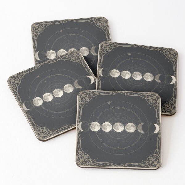 Item preview, Celestial Moon Phases Chart in Antique Gilt Wall Art designed and sold by PictorialWhimsy.