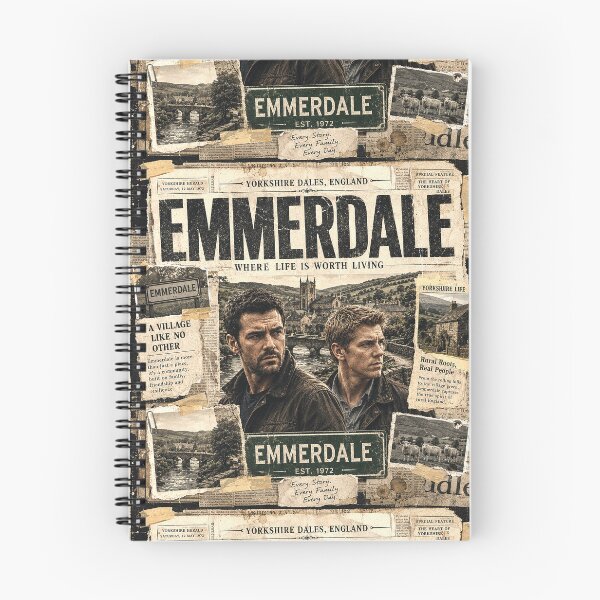 Item preview, Emmerdale Vintage Newspaper Collage British TV Drama Retro Poster designed and sold by Abidel.