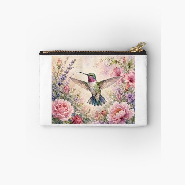 Item preview, Hummingbird With Pink Roses Watercolor designed and sold by Diego Re.