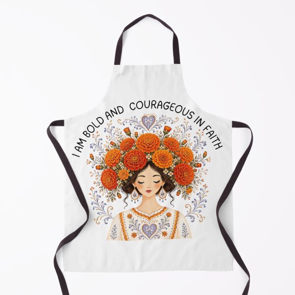 Item preview, I Am Bold And Courageous In Faith Bible Verse Affirmations Faith-Based Floral Scandinavian Folk Art Style designed and sold by ThePinkProject.