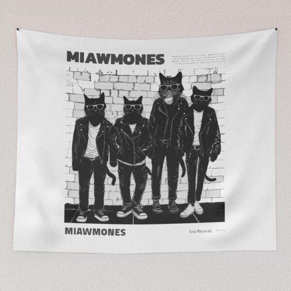 Item preview, MIAWMONES - The Ramones Punk Rock Black Cat Band Parody designed and sold by GenZFashion000.