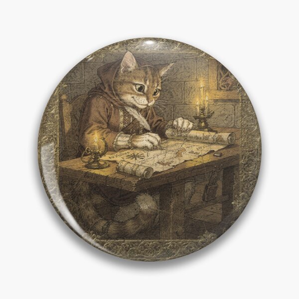 Item preview, Medieval Cat Mapmaker Charting the Kingdom Manuscript Art designed and sold by PictorialWhimsy.